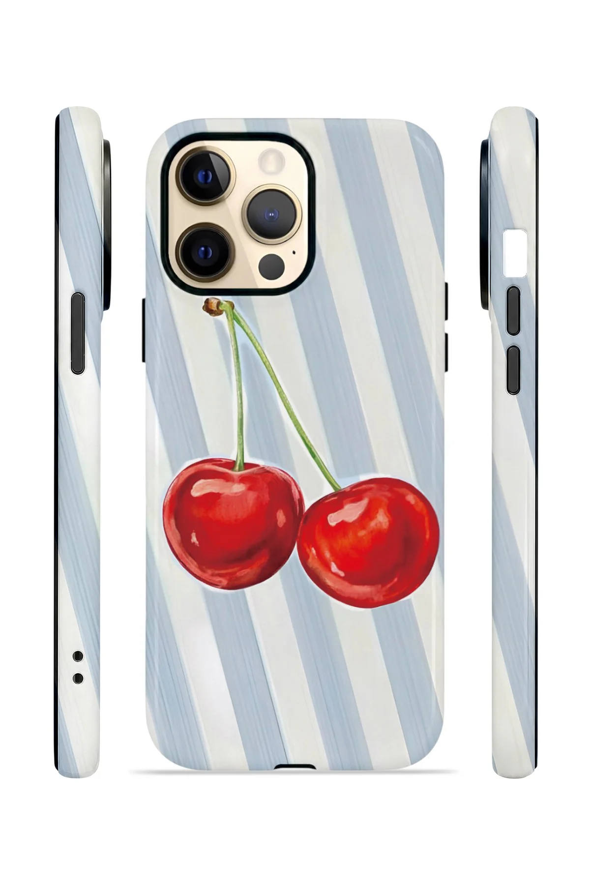 iPhone 13 Pro Vorian Çift Katmanlı Kılıf Cherry Blue Stripe