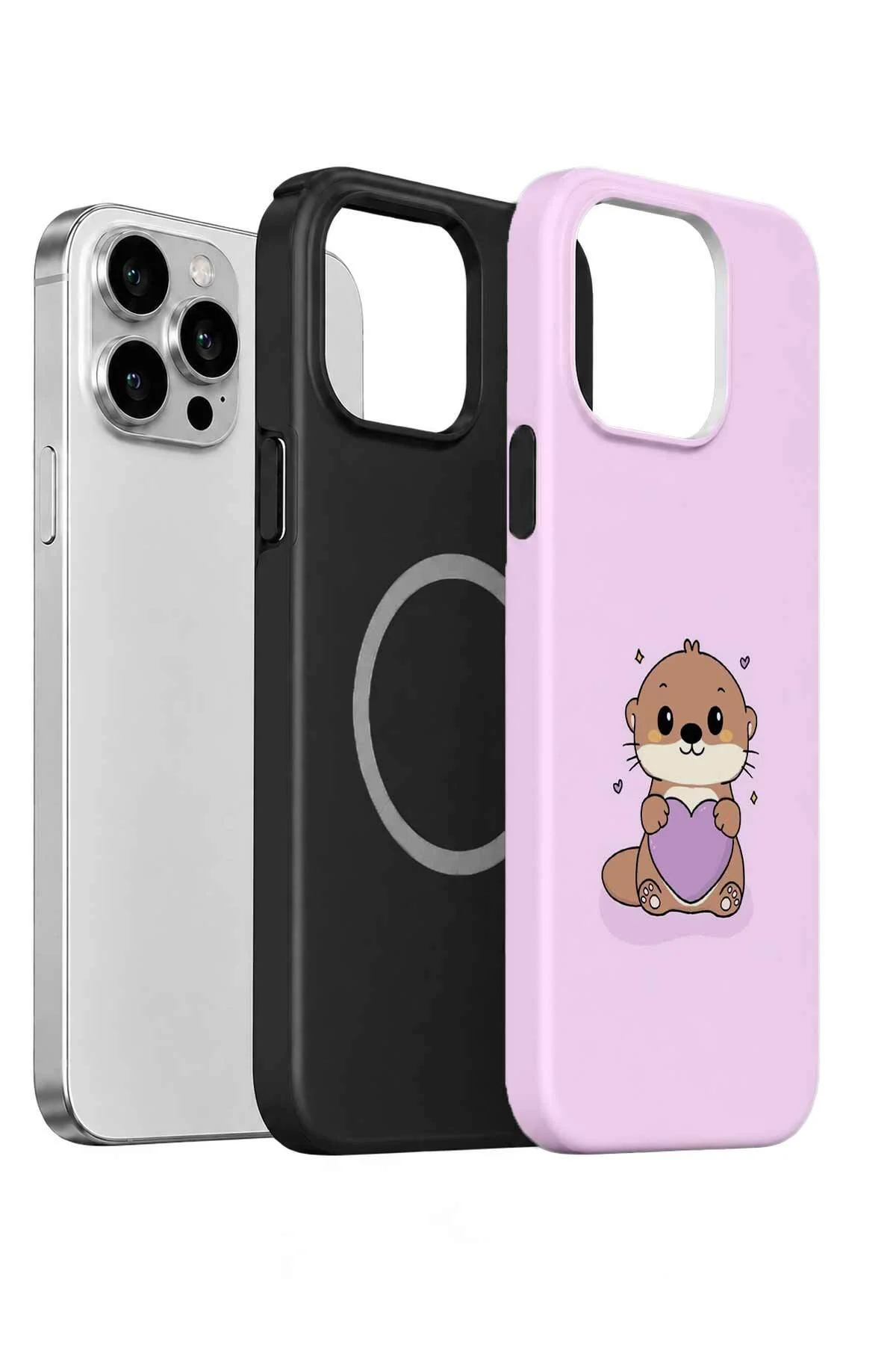 iPhone 13 Pro Vorian MagSafe Çift Katmanlı Pembe Hamsterli Kılıf - Görsel 2