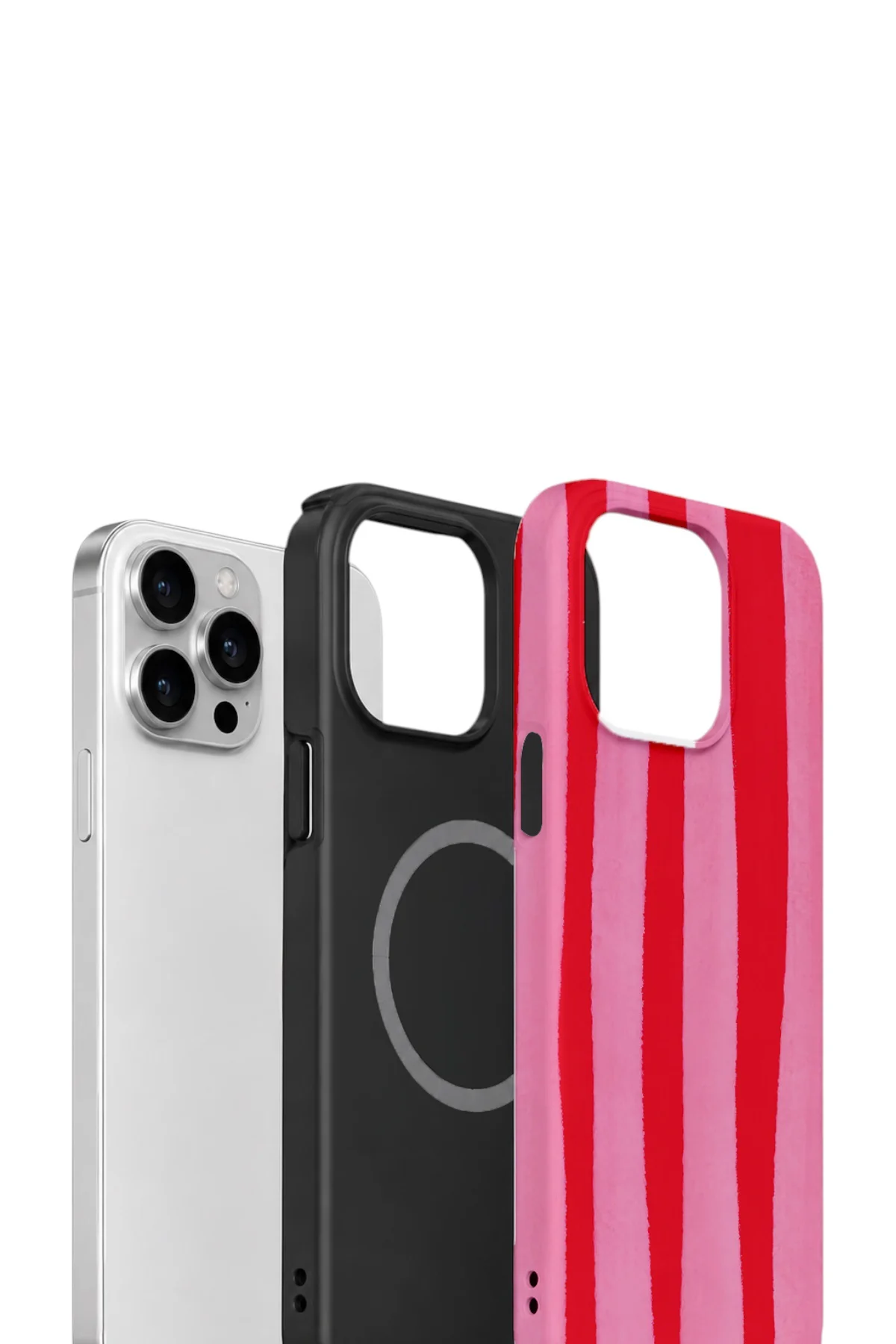 iPhone 13 Pro Vorian Çift Katmanlı MagSafe Kılıf Raspberry Bold Stripe