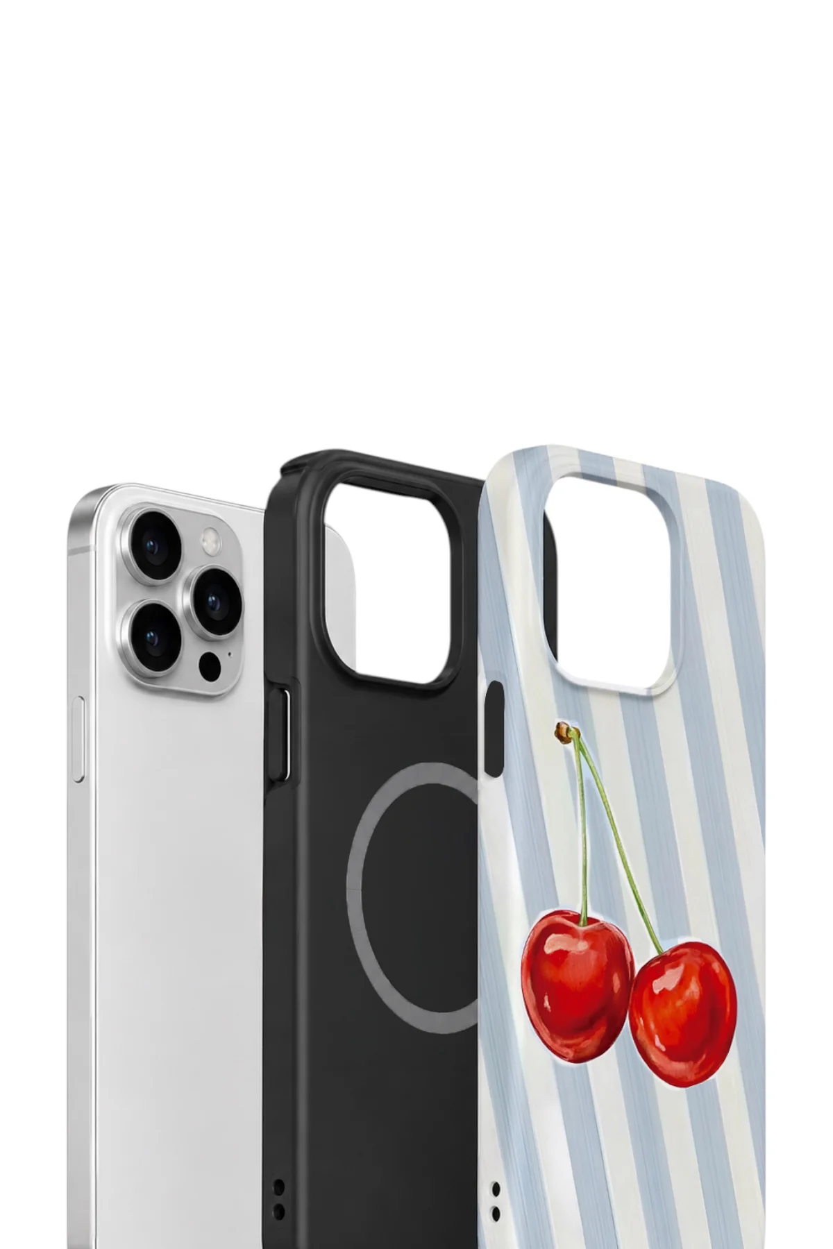 iPhone 13 Pro Vorian Çift Katmanlı MagSafe Kılıf Cherry Blue Stripe