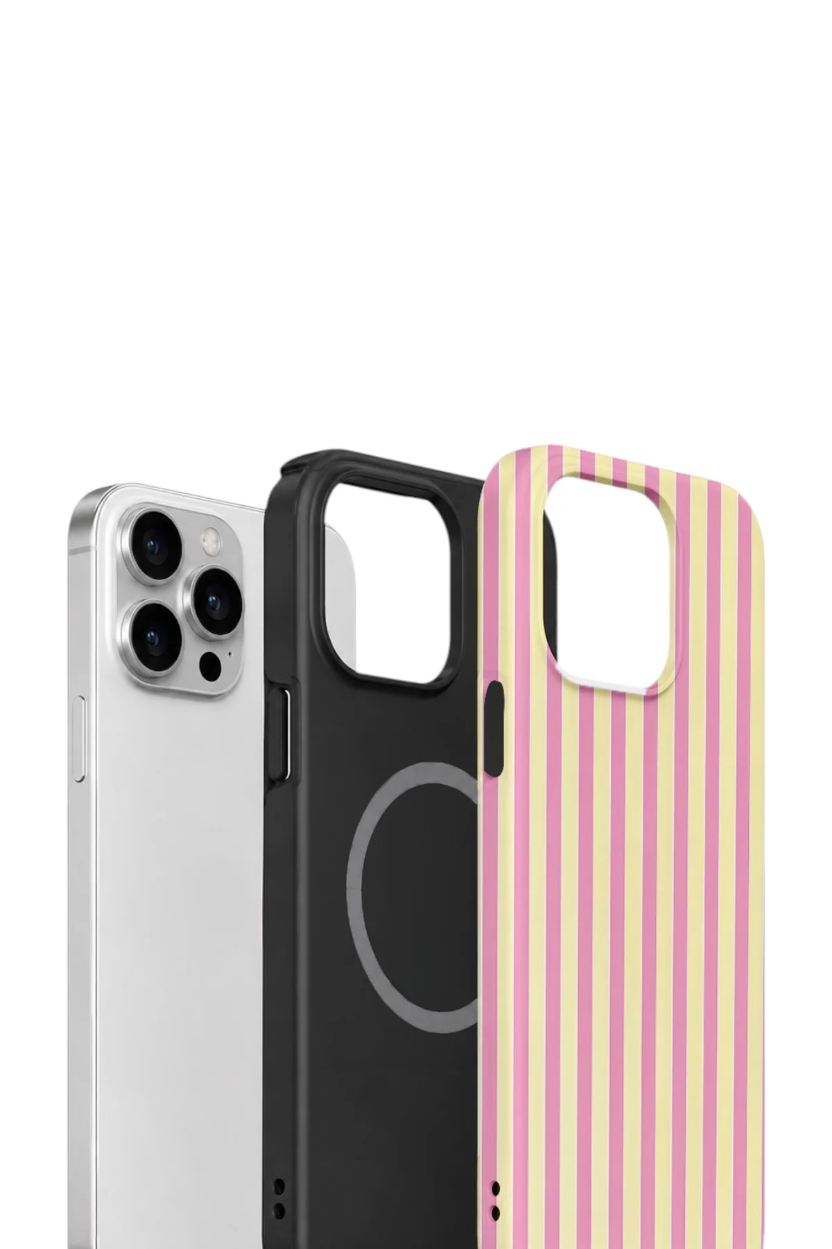 iPhone 13 Pro Vorian Çift Katmanlı MagSafe Kılıf Pink Lemon Pinstripe