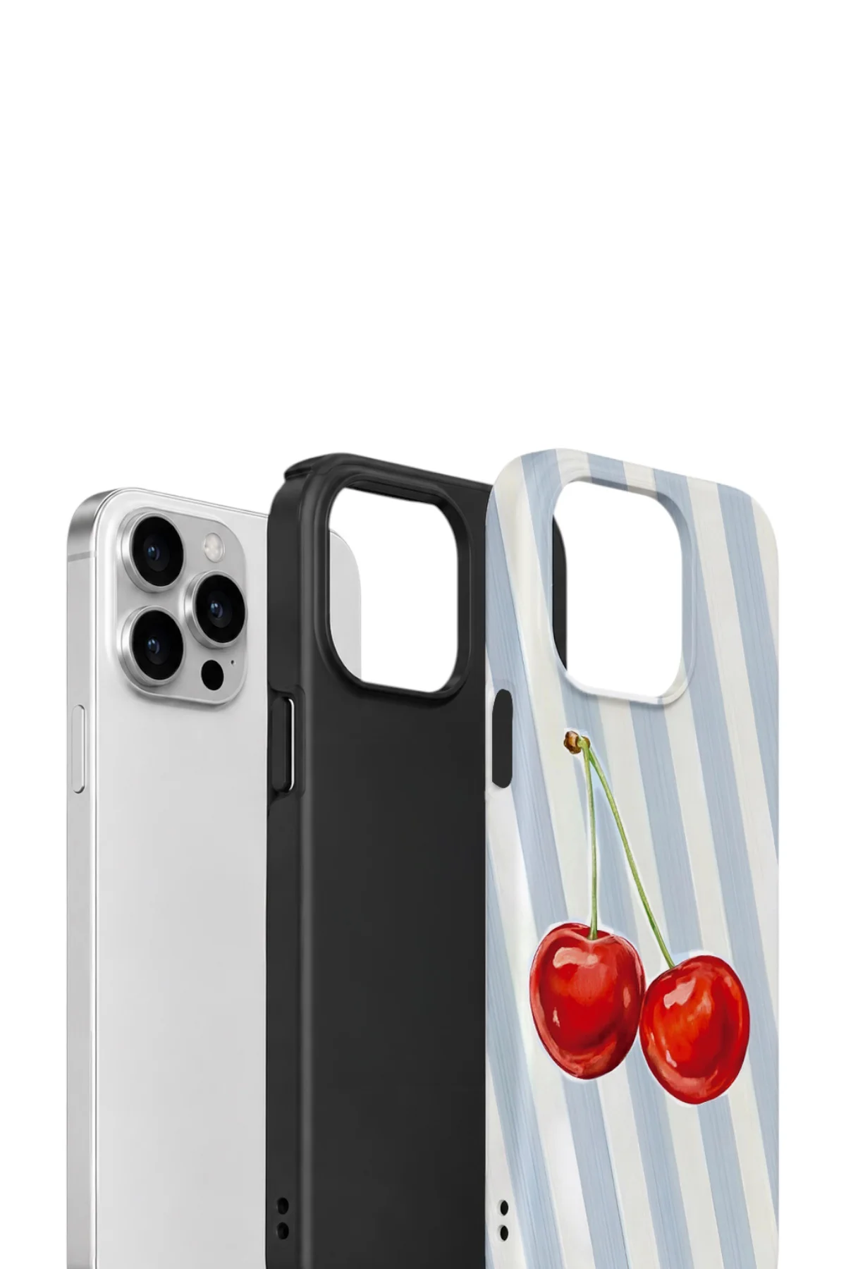 iPhone 13 Pro Vorian Çift Katmanlı Kılıf Cherry Blue Stripe