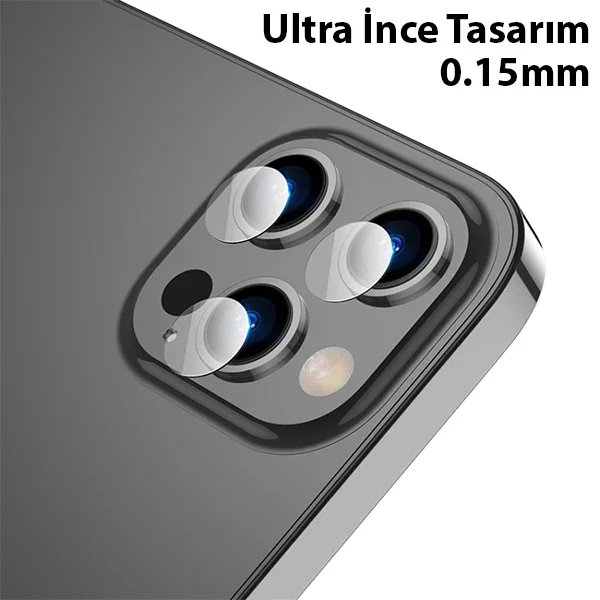 iPhone 13 Pro/Pro Max Kamera Lens Camı - Çizilmeye Dayanıklı 0,15 mm Temper Cam Koruyucu
