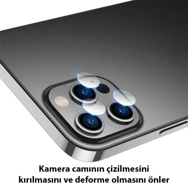 iPhone 13 Pro/Pro Max Kamera Lens Camı - Çizilmeye Dayanıklı 0,15 mm Temper Cam Koruyucu
