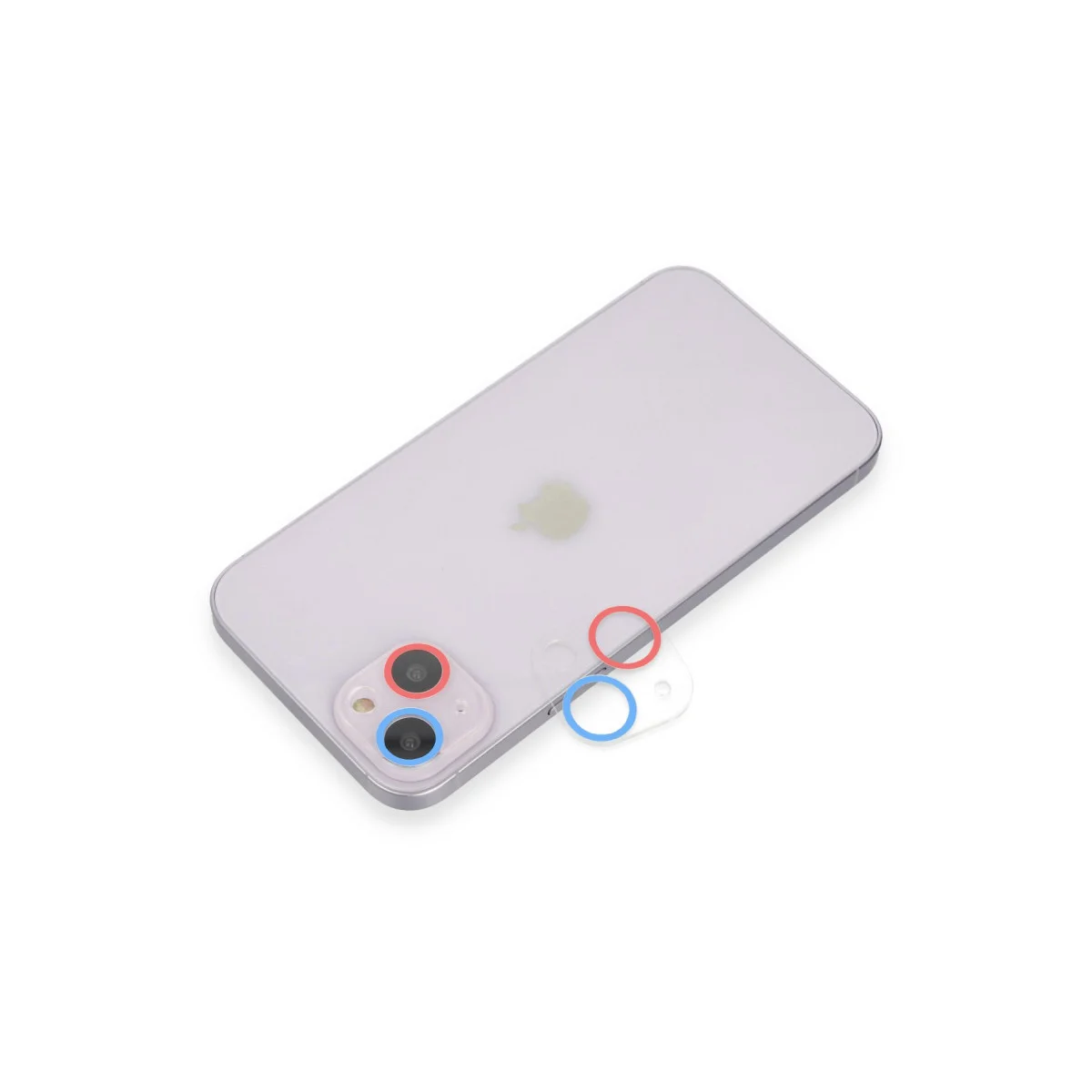 iPhone 13 Renkli Kamera Lens Koruma Camı - Pembe-Mavi, Optik Görüntü Kalitesi, Şok Emici
