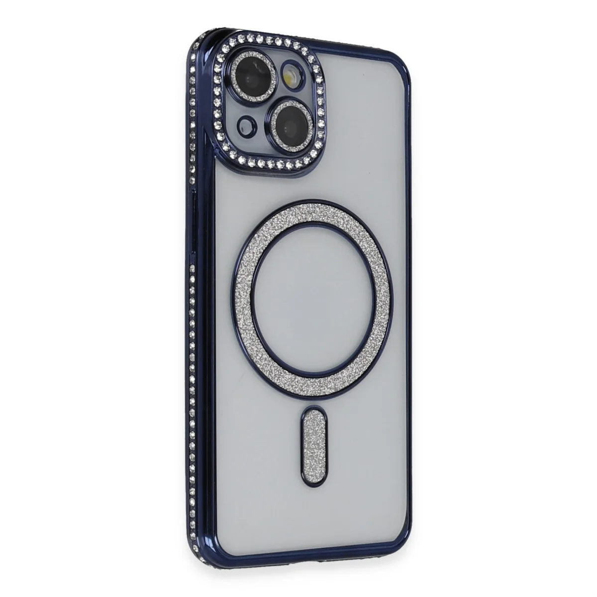 iPhone 13 Simli Magneticsafe Kılıf - Joke Serisi (Lacivert)