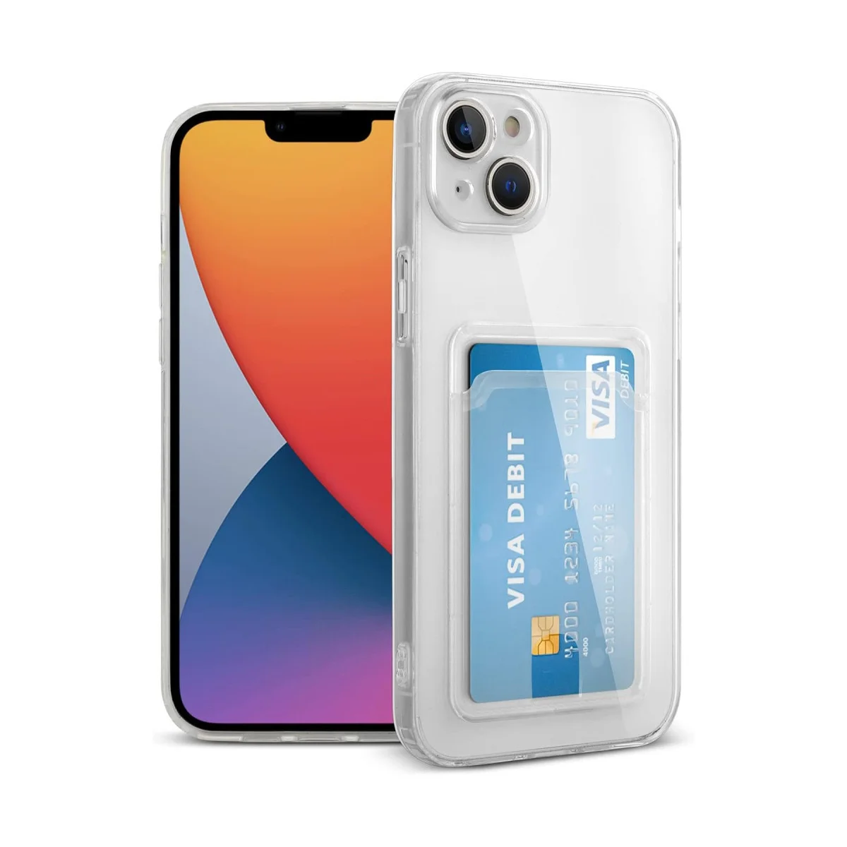 iPhone 13 Ultra Şeffaf Silikon Kılıf - Kartlı ve Güvenli Koruma Kılıfı
