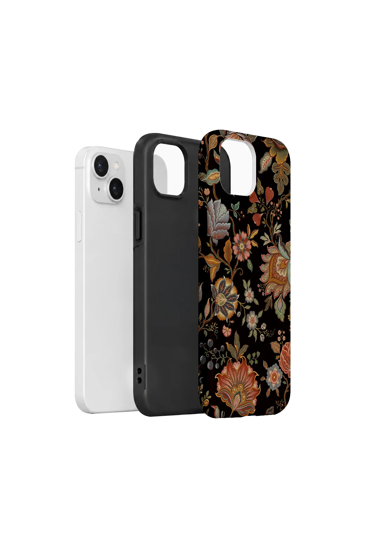 iPhone 13 Vorian Çift Katmanlı Koyu Barok Çiçek Kılıf iPhone 13 Vorian Çift Katmanlı Koyu Barok Çiçek Kılıf - Görsel 2
