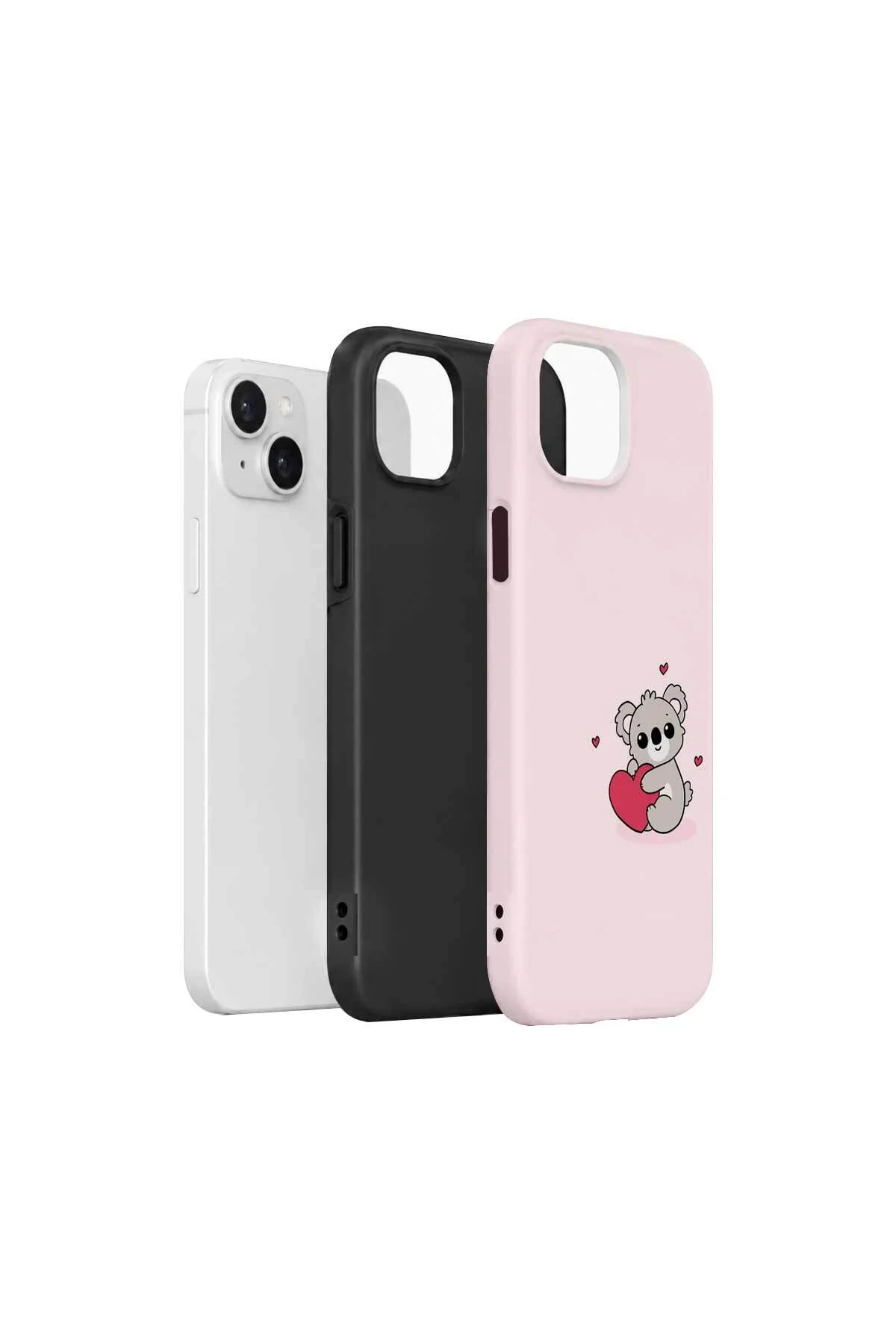 iPhone 13 Vorian Çift Katmanlı Kalpli Koalalı Kılıf - Görsel 2