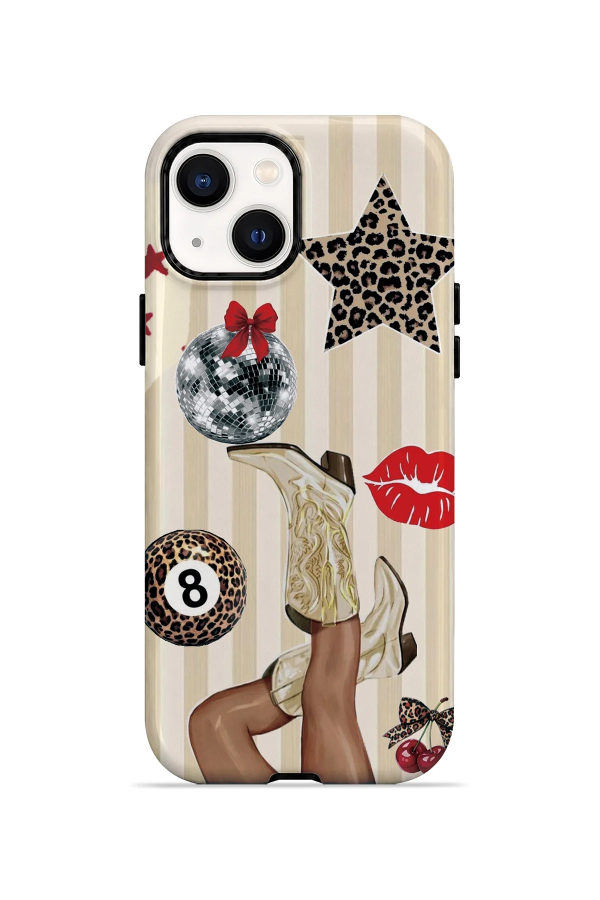 iPhone 13 Vorian Çift Katmanlı Retro Leopar Kolaj Kılıf iPhone 13 Vorian Çift Katmanlı Retro Leopar Kolaj Kılıf