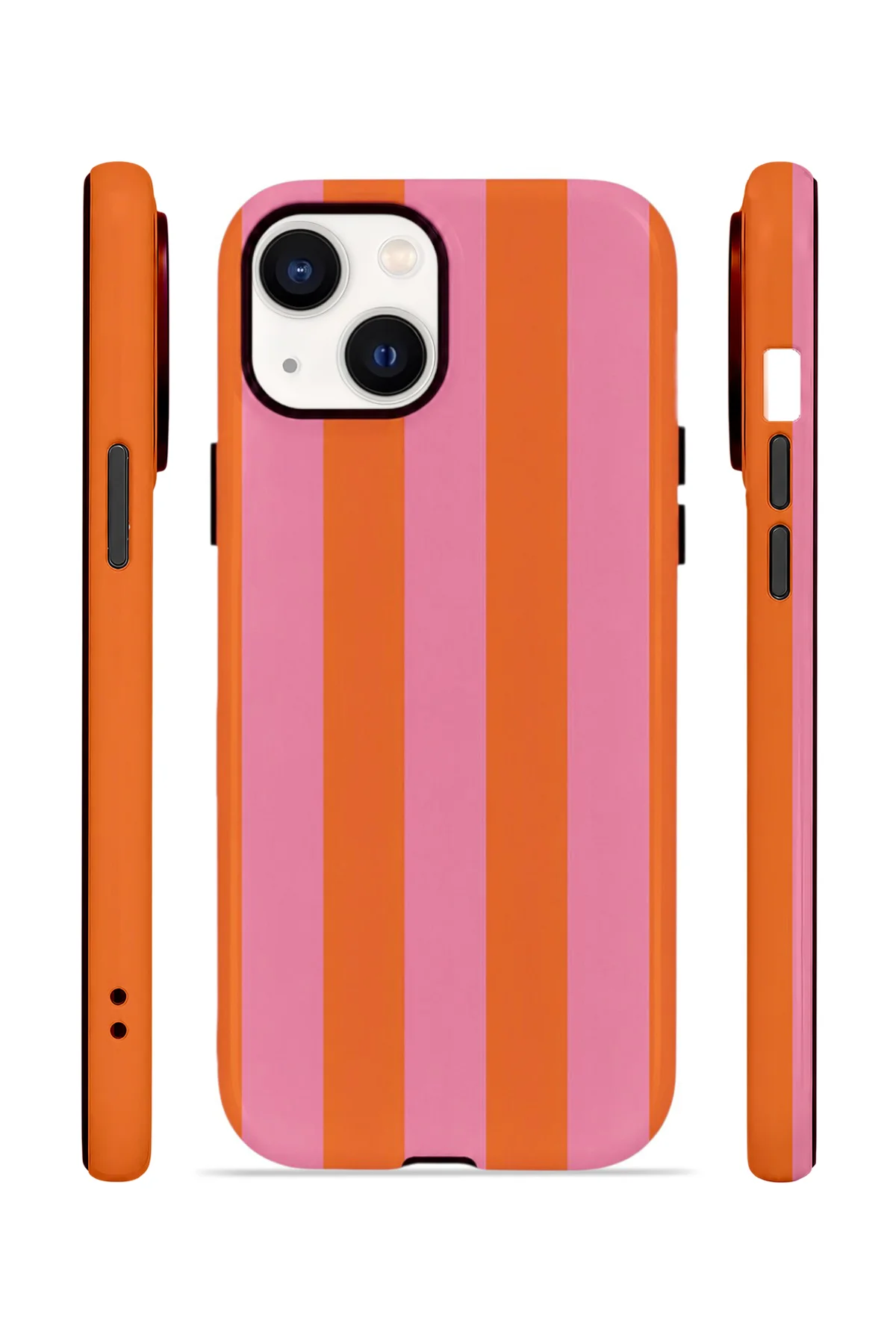 iPhone 13 Vorian Çift Katmanlı MagSafe Kılıf Tangerine Rose Stripe