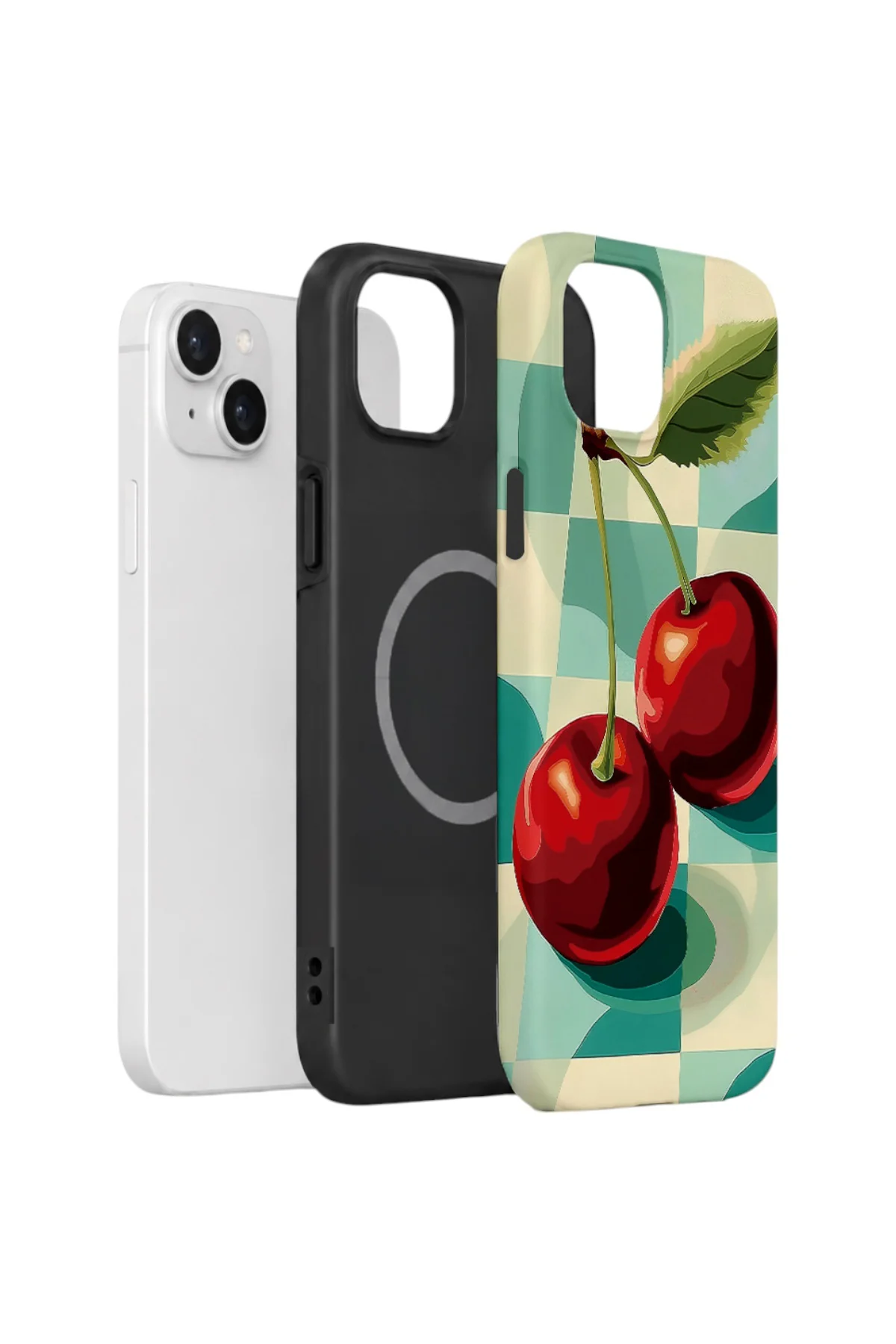 iPhone 13 Vorian Çift Katmanlı MagSafe Kılıf Retro Cherry Pop