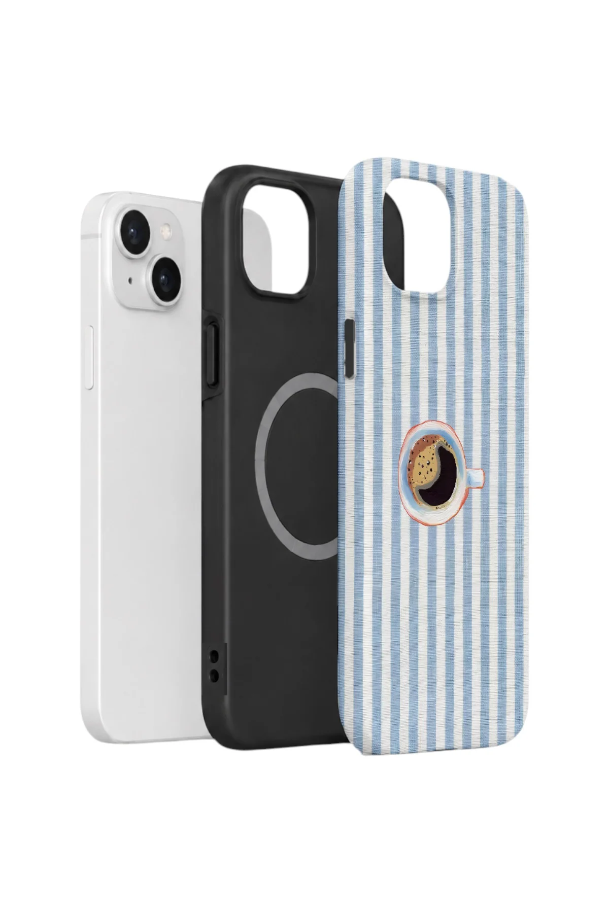 iPhone 13 Vorian Çift Katmanlı MagSafe Kılıf Morning Coffee Stripe