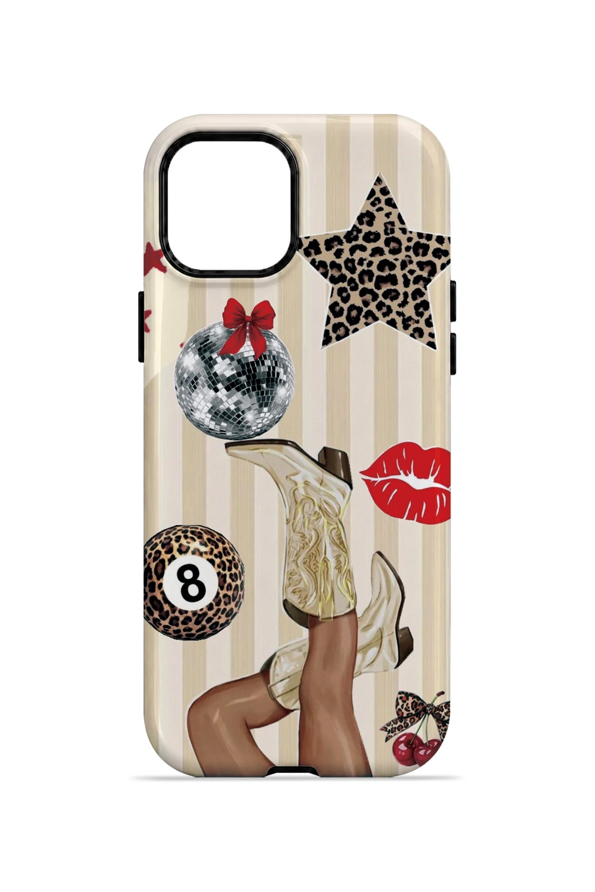 iPhone 13 Vorian Çift Katmanlı Retro Leopar Kolaj Kılıf iPhone 13 Vorian Çift Katmanlı Retro Leopar Kolaj Kılıf - Görsel 4