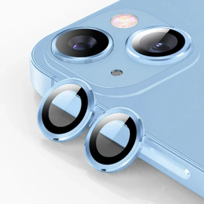 iPhone 14 & 14 Plus 3D Metal Çerçeveli Kamera Lens Koruyucu – Çizilmez Temperli Cam