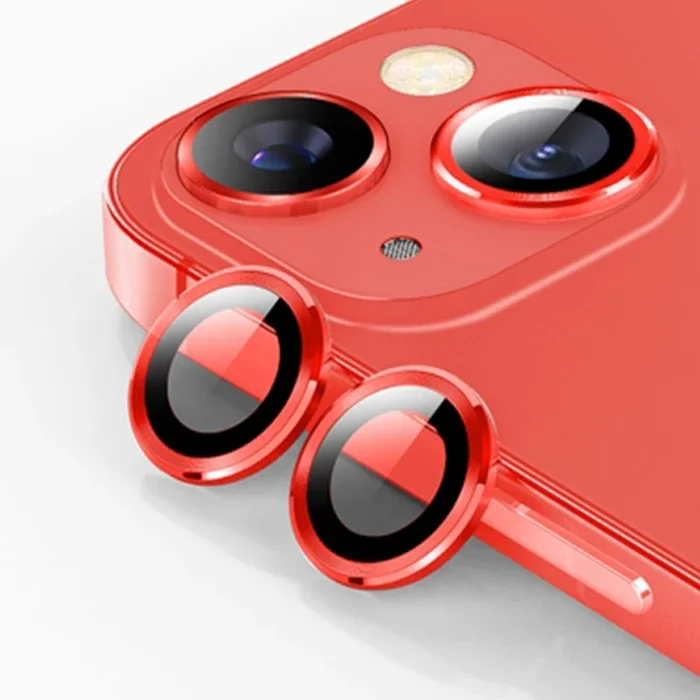 iPhone 14 & 14 Plus 3D Metal Çerçeveli Kamera Lens Koruyucu – Çizilmez Temperli Cam
