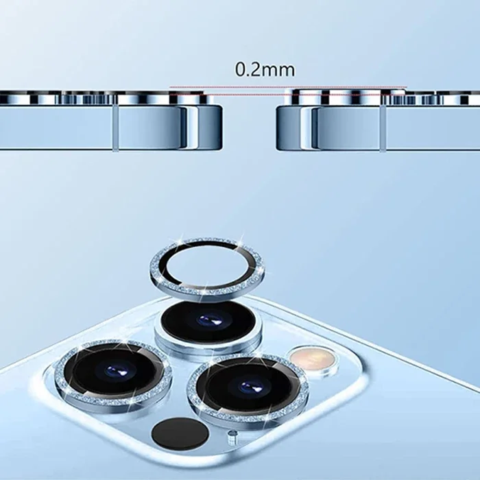 iPhone 14 / 14 Plus Kamera Lens Koruyucu – Diamond Taşlı Metal Çerçeve