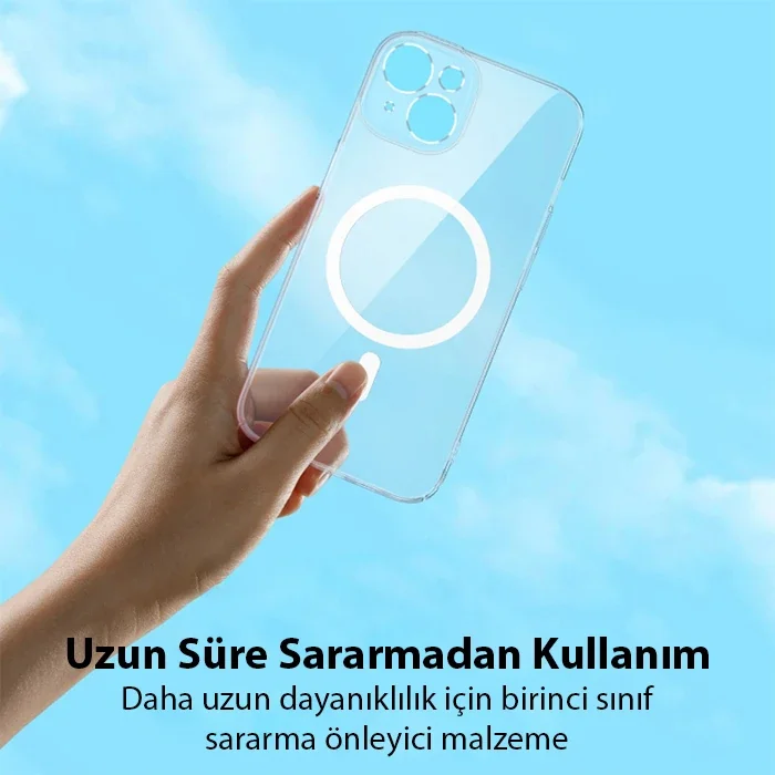 iPhone 14 6.1 MagSafe Silikon Kılıf & Kırılmaz Cam Set – Mıknatıslı Şarj Uyumlu