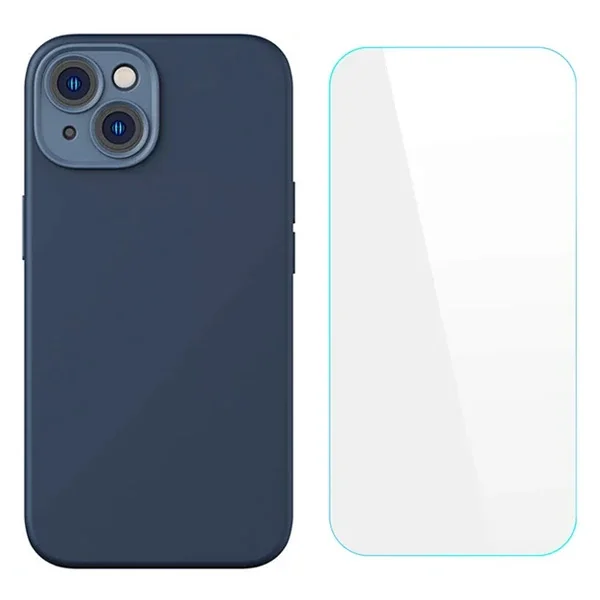 iPhone 14 6.1 Silikon Kılıf & Temperli Cam Set – Sarılmaz Leke Mıknatısı Değil!