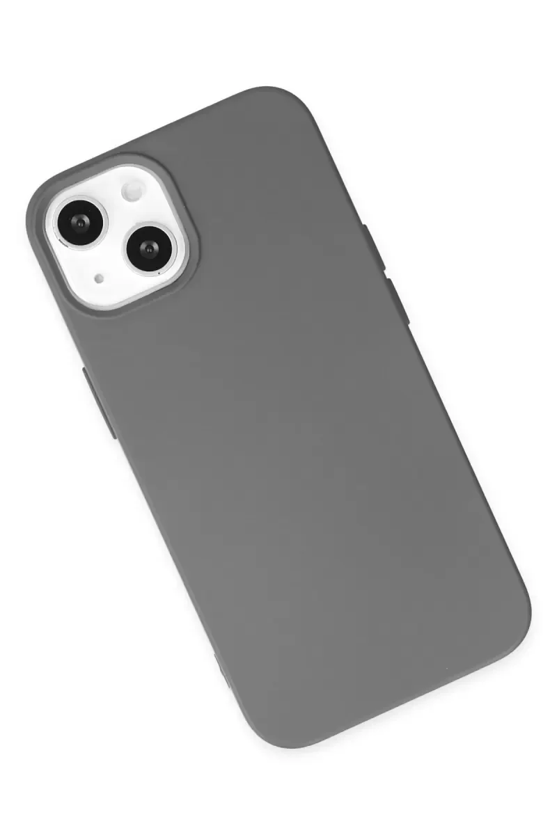 iPhone 14 ile Uyumlu Nano İçi Kadife Silikon Kılıf - Gri