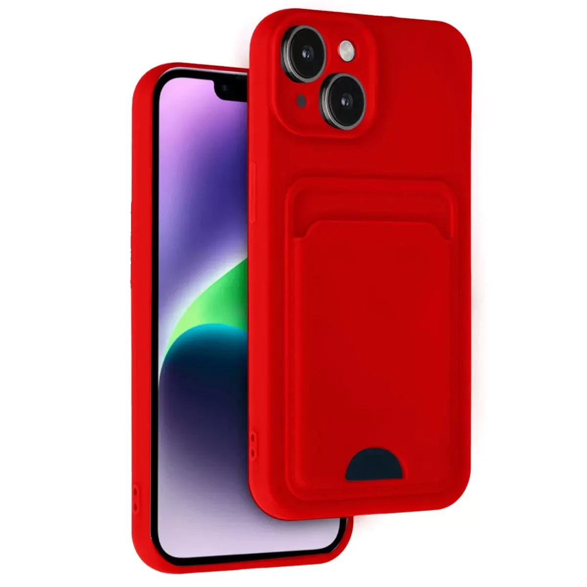 iPhone 14 ile Uyumlu Kelvin Kartvizitli Silikon Kılıf - Kırmızı
