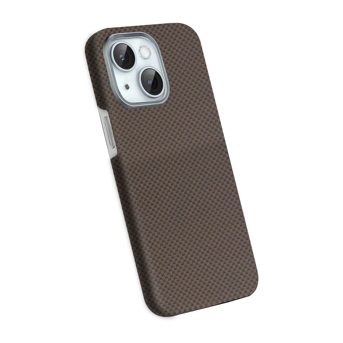 iPhone 14 ile Uyumlu Volt MagSafe Kapak - Kahverengi Kevlar Desenli Darbe Emici Koruma iPhone 14 ile Uyumlu Volt MagSafe Kapak - Kahverengi Kevlar Desenli Darbe Emici Koruma