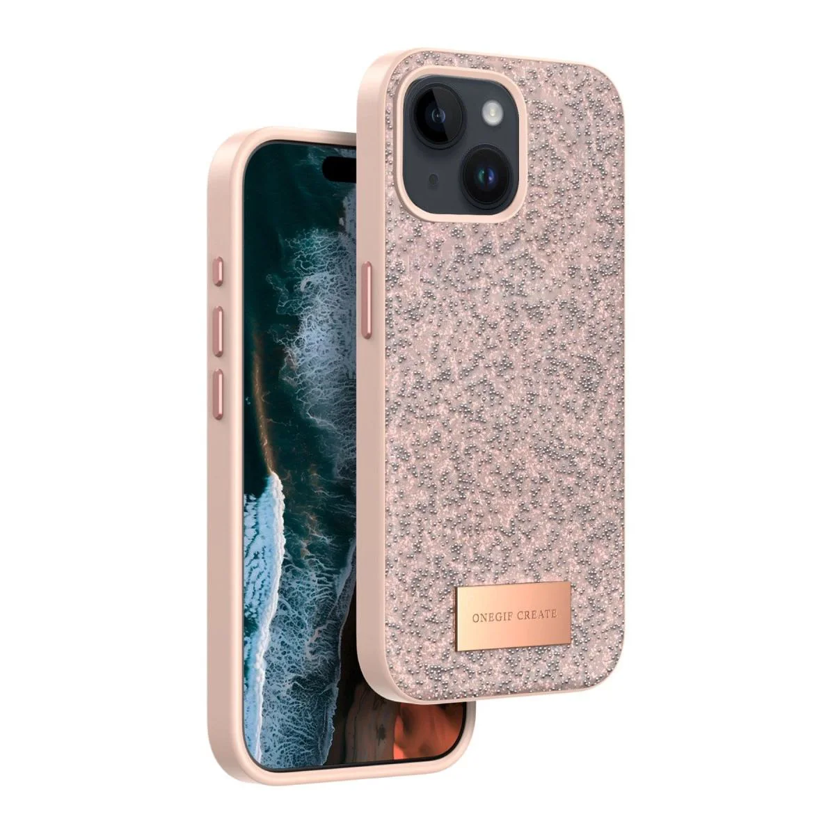 iPhone 14 ile Uyumlu Pembe Simli Kapak - Boncuk İşlemeli Fiyatı, Yorumları ve Özellikleri