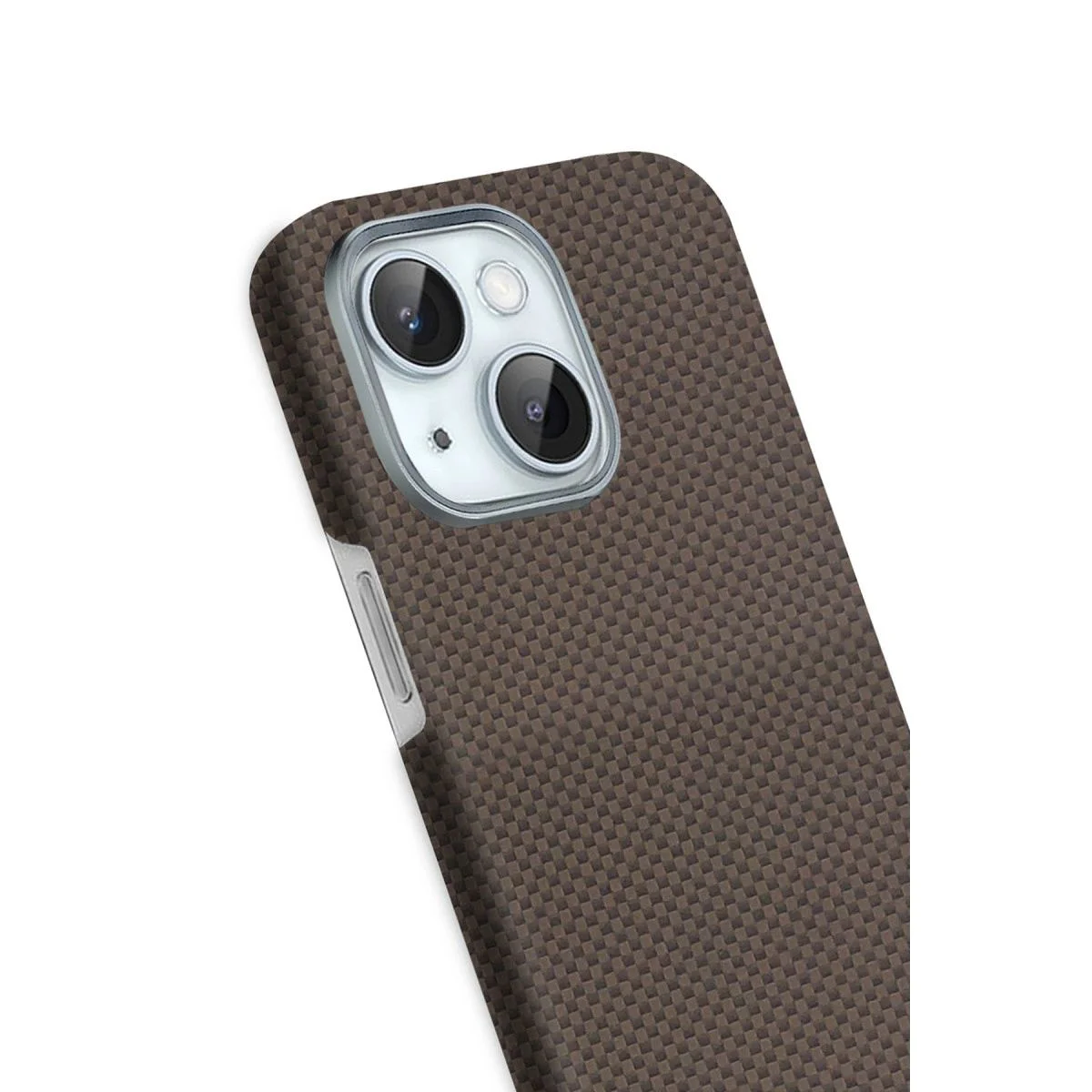 iPhone 14 ile Uyumlu Volt MagSafe Kapak - Kahverengi Kevlar Desenli Darbe Emici Koruma iPhone 14 ile Uyumlu Volt MagSafe Kapak - Kahverengi Kevlar Desenli Darbe Emici Koruma