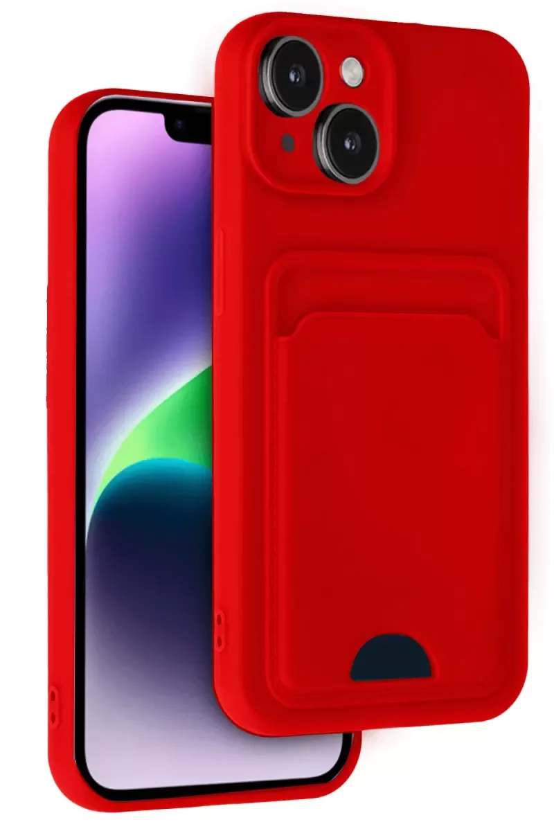 iPhone 14 ile Uyumlu Kelvin Kartvizitli Silikon Kılıf - Kırmızı