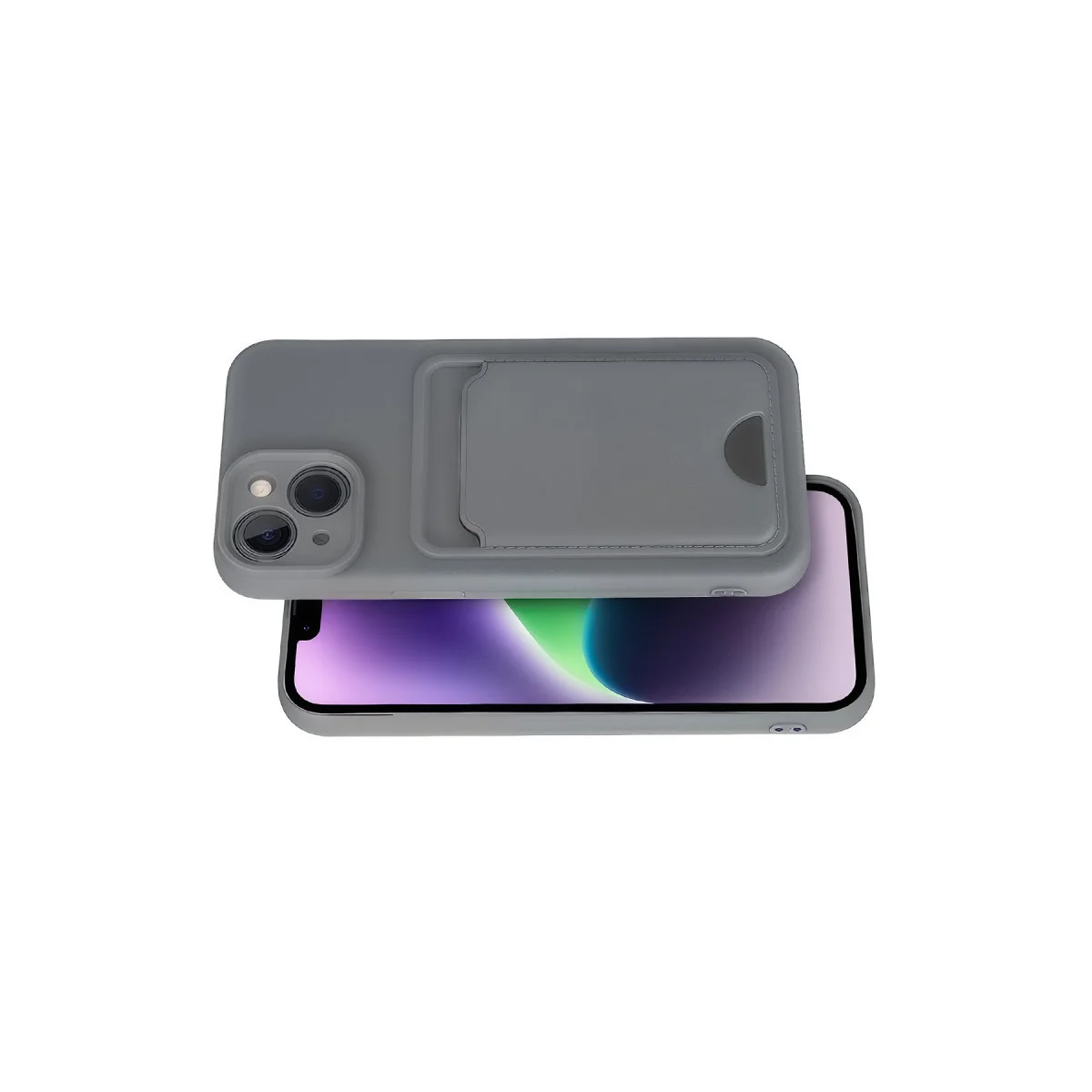 iPhone 14 Kelvin Kartvizitli Silikon Kılıf - Gri