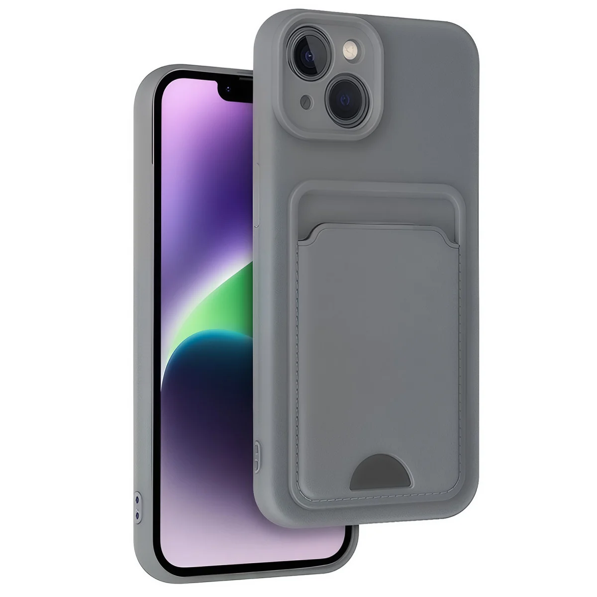 iPhone 14 Kelvin Kartvizitli Silikon Kılıf - Gri