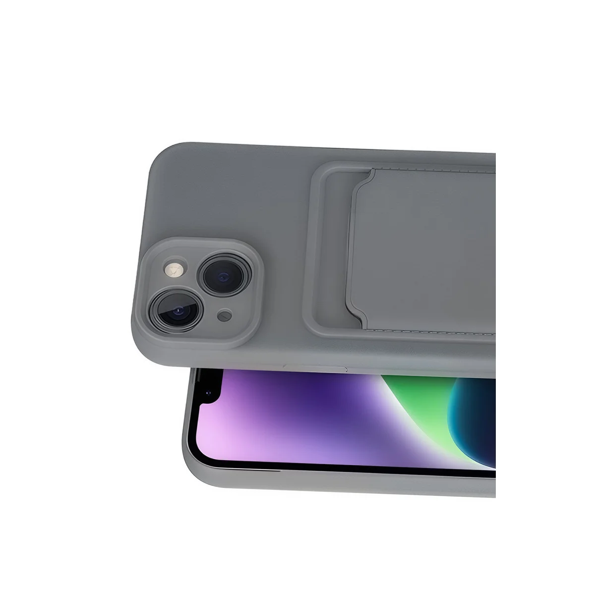 iPhone 14 Kelvin Kartvizitli Silikon Kılıf - Gri