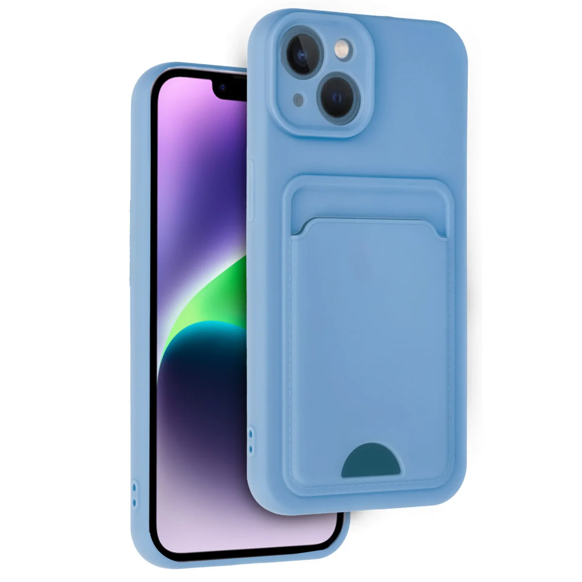 iPhone 14 Kelvin Kartvizitli Silikon Kılıf Mavi - Soft Touch & Fonksiyonel Tasarım