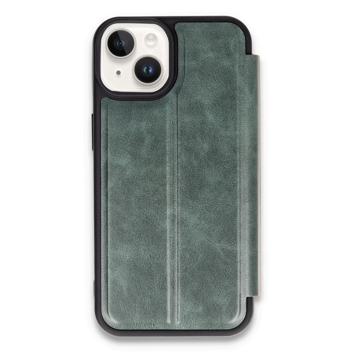 iPhone 14 Kılıf Flip Cover - Koyu Yeşil & Premium Koruma