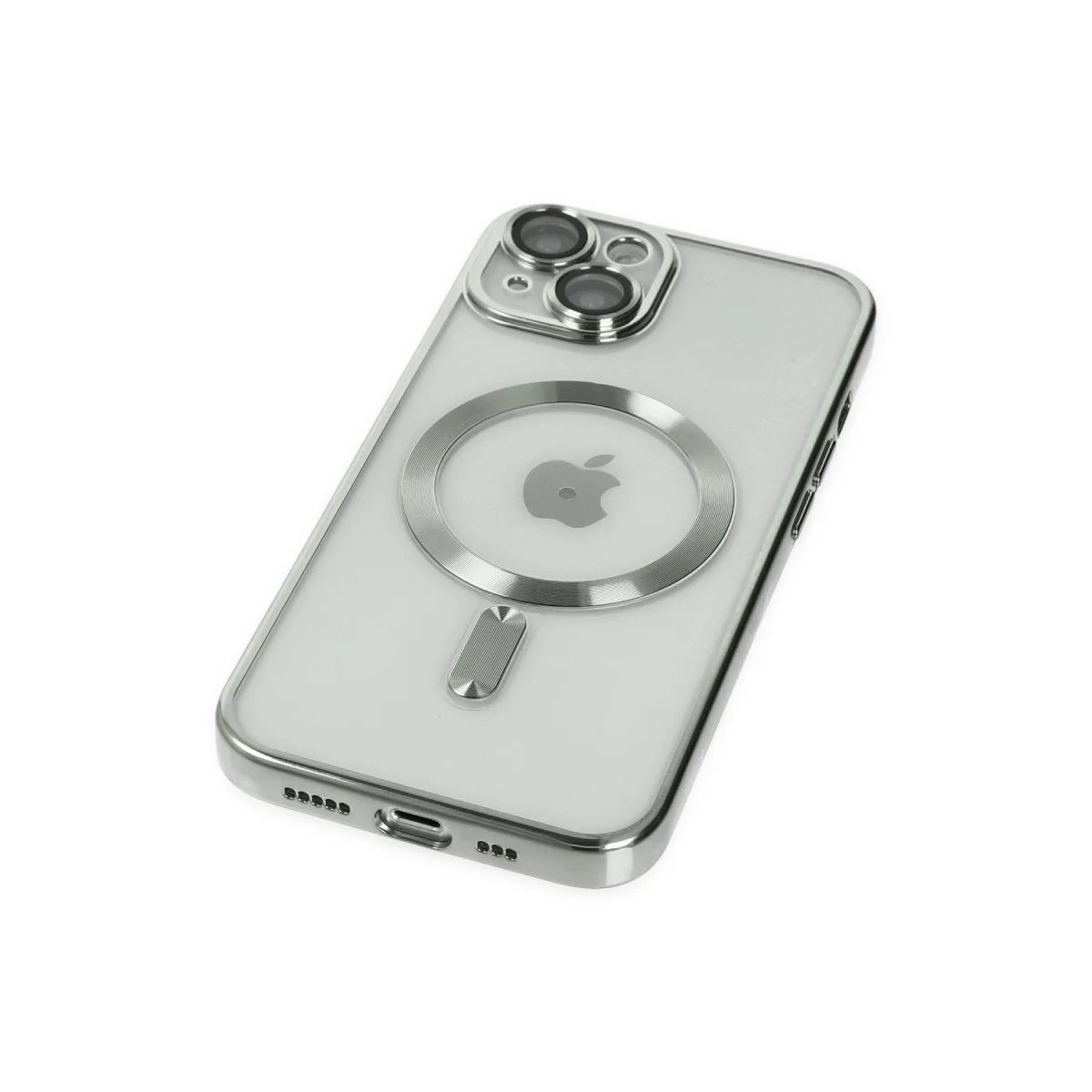 iPhone 14 Kılıf Kross MagSafe Gümüş Şeffaf Kapak - Ultra Şeffaf ve Güçlü Manyetik Bağlantı