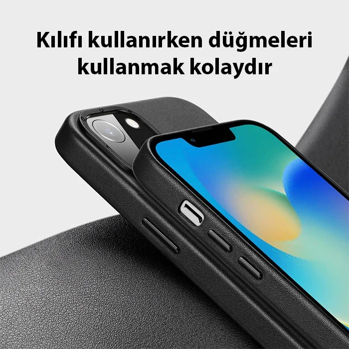 iPhone 14 Kılıfı MagSafe Uyumlu Deri Grit Series - Premium Koruma & Şıklık
