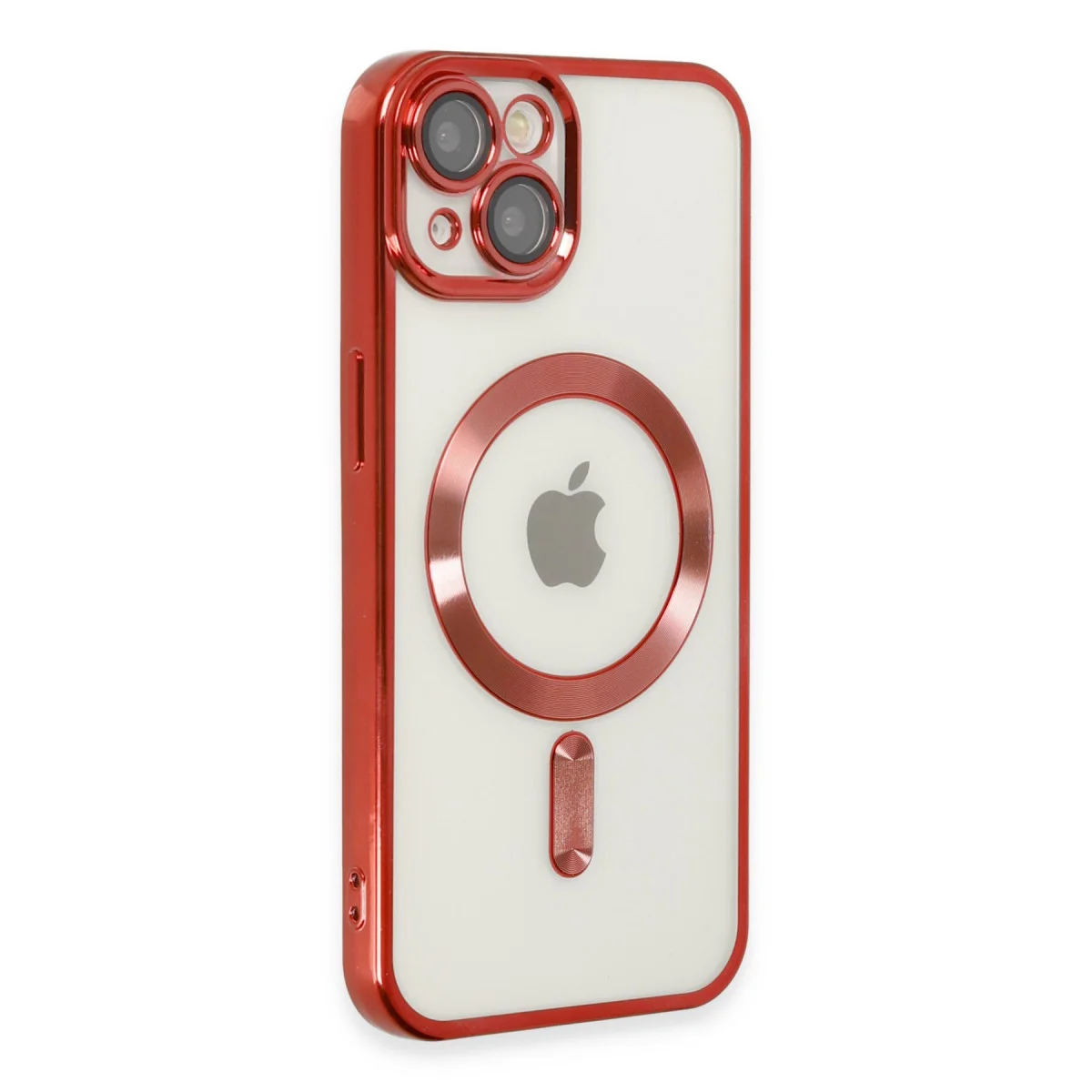 iPhone 14 Kross Magneticsafe Kırmızı Şeffaf Kılıf - MagSafe Uyumlu 360° Korumalı ve Hafif