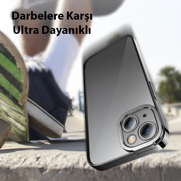 iPhone 14 Plus 6.7 Kılıf & Kırılmaz Cam Seti - Renkli Kenarlı Silikon Koruyucu