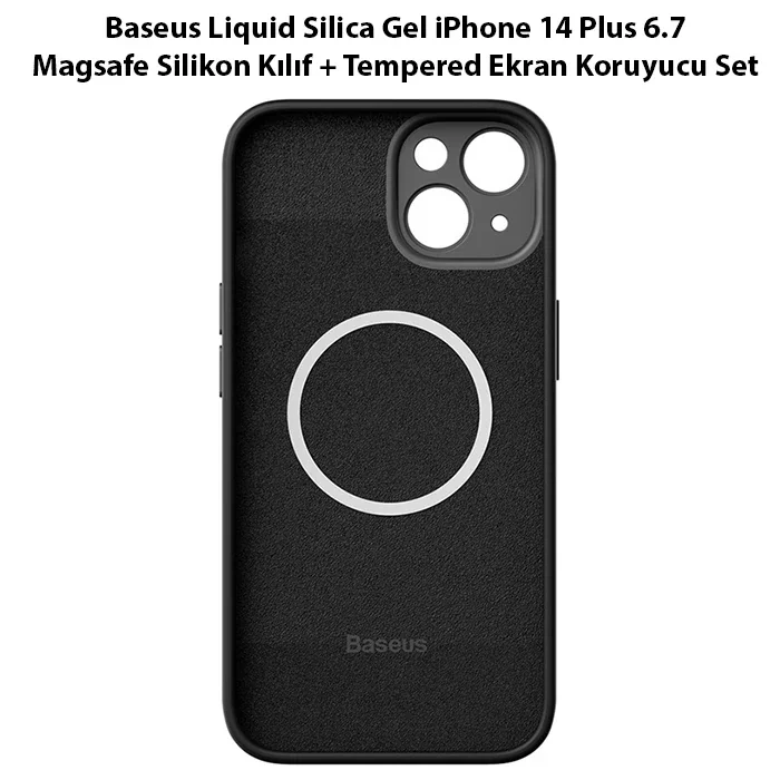 iPhone 14 Plus 6.7 Magsafe Silikon Kılıf & Ekran Koruyucu Set - Manyetik Kablosuz Şarj Uyumlu