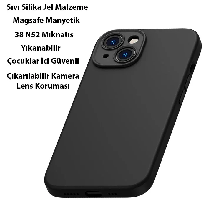 iPhone 14 Plus 6.7 Magsafe Silikon Kılıf & Ekran Koruyucu Set - Manyetik Kablosuz Şarj Uyumlu