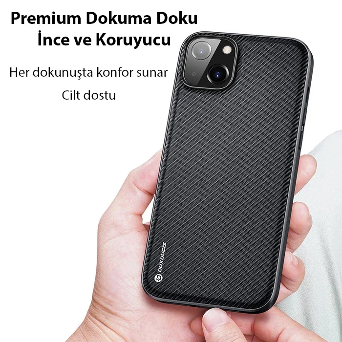 iPhone 14 Plus 6.7" Premium Dokuma Silikon Kılıf – Darbe Emişli 5 Katmanlı Koruma
