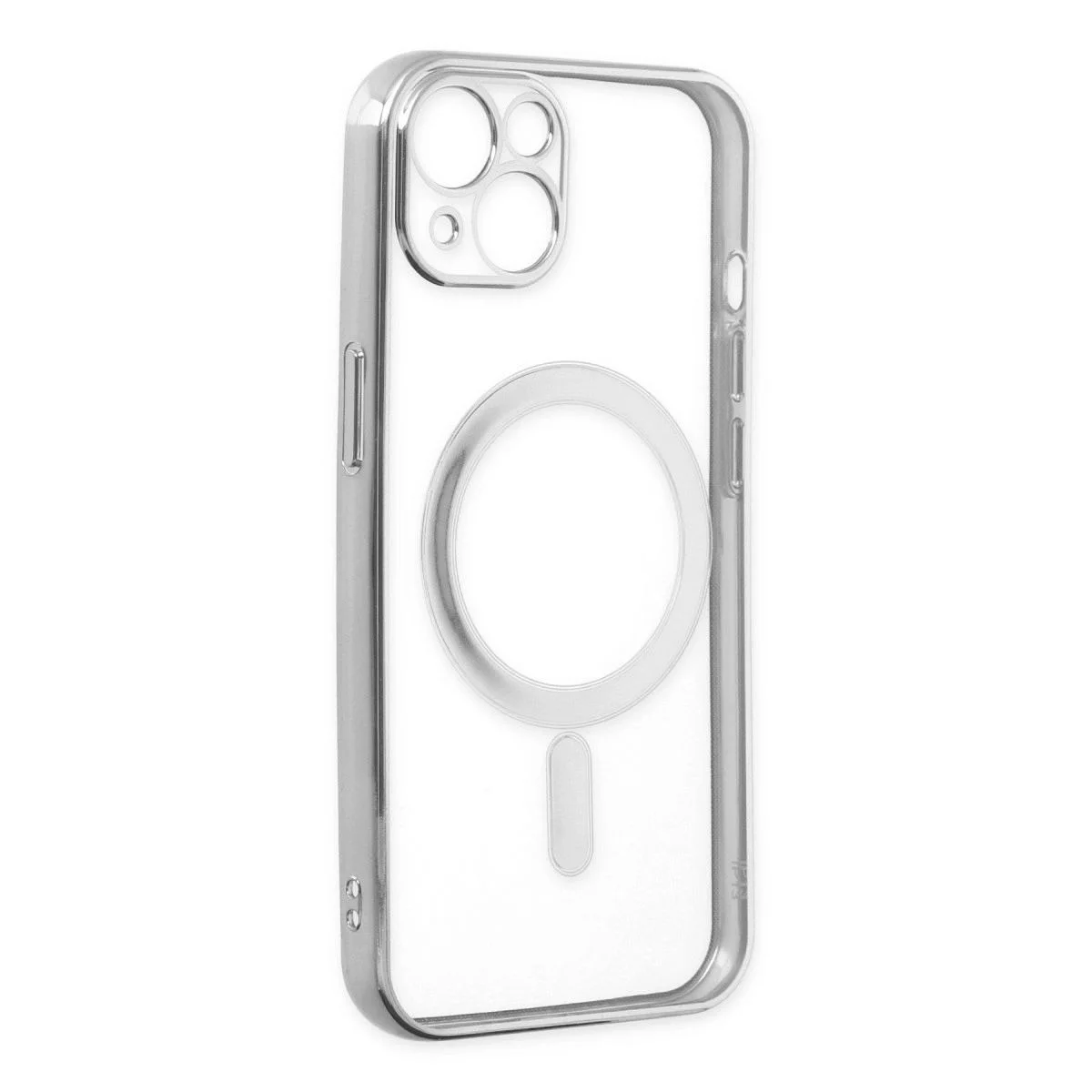 iPhone 14 Plus ile Uyumlu Magneticsafe Lazer Silikon Kılıf - Gümüş