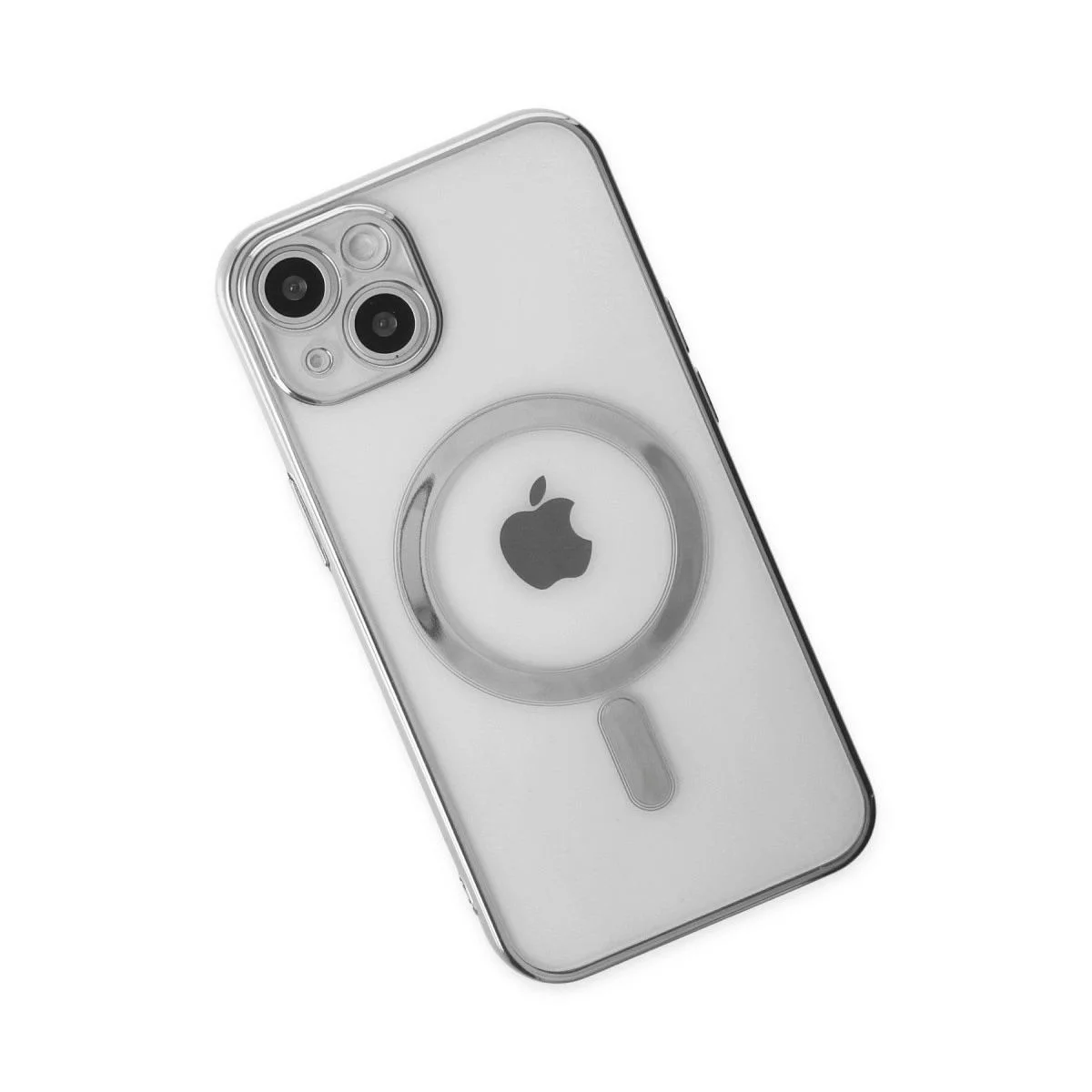 iPhone 14 Plus ile Uyumlu Magneticsafe Lazer Silikon Kılıf - Gümüş