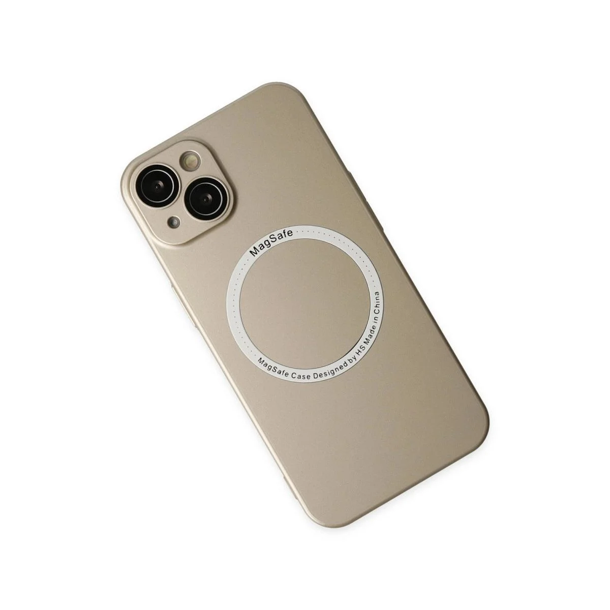 iPhone 14 Plus ile Uyumlu Magneticsafe Lens Silikon Kılıf - Gold