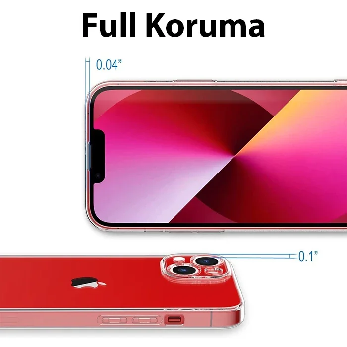 iPhone 14 Plus Kılıf 6.7" Şeffaf Kamera Korumalı Sert PC