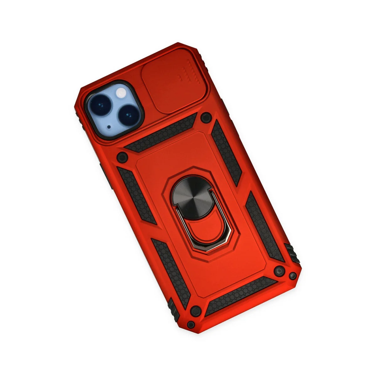 iPhone 14 Plus Kılıf - Pars Lens Kalkanlı Kırmızı Silikon Kılıf