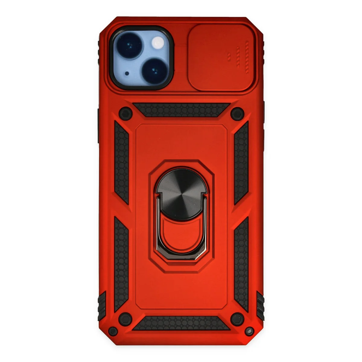 iPhone 14 Plus Kılıf - Pars Lens Kalkanlı Kırmızı Silikon Kılıf