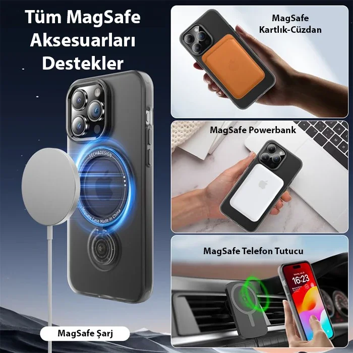 iPhone 14 Plus MagSafe Standlı Manyetik Silikon Kılıf – Hızlı Şarj & Darbe Koruma