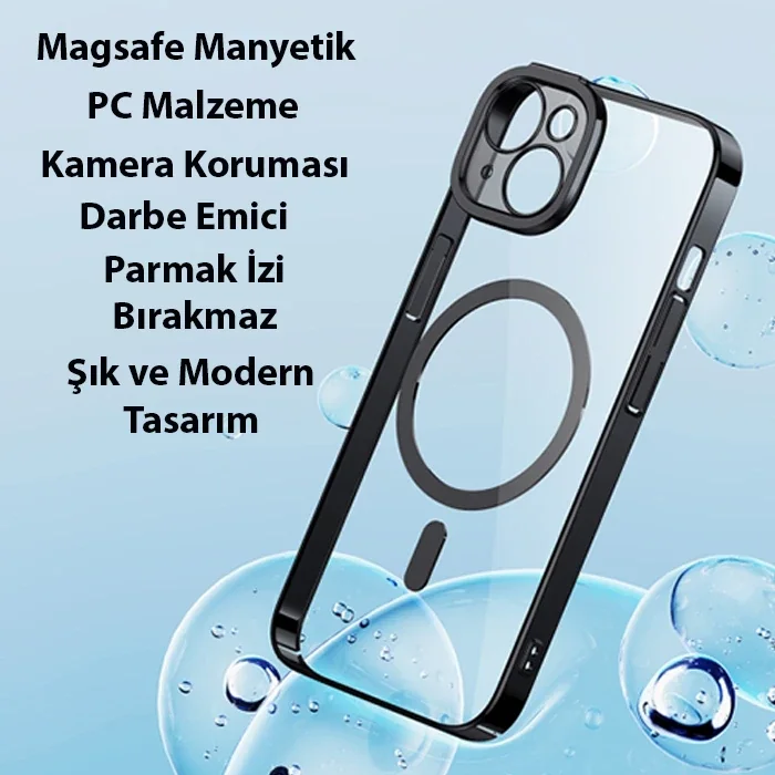 iPhone 14 Plus MagSafe Silikon Kılıf & Cam Ekran Koruyucu Seti - Darbeye Dayanıklı Şık Tasarım