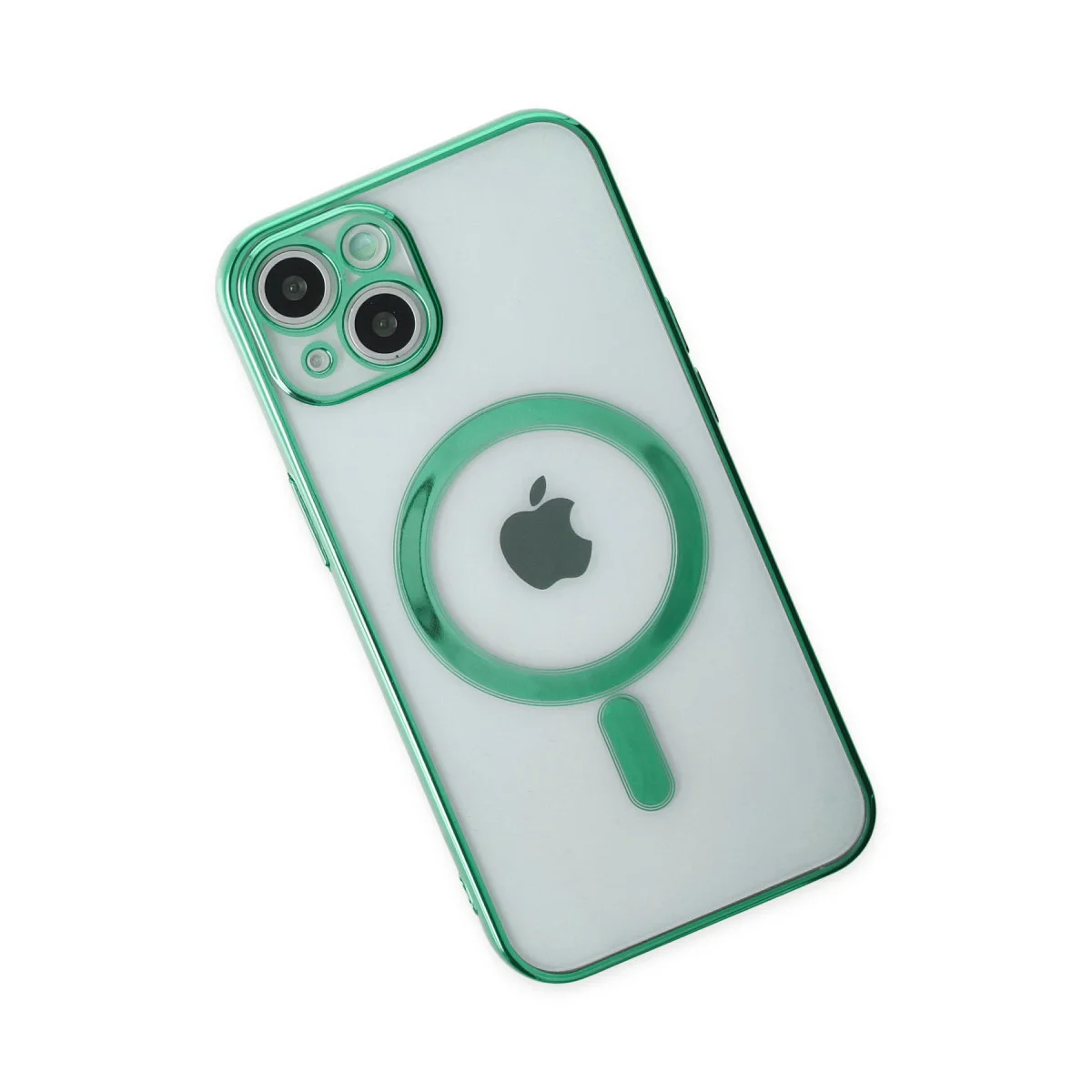 iPhone 14 Plus Magsafe Lazer Silikon Kılıf - Haki Yeşil